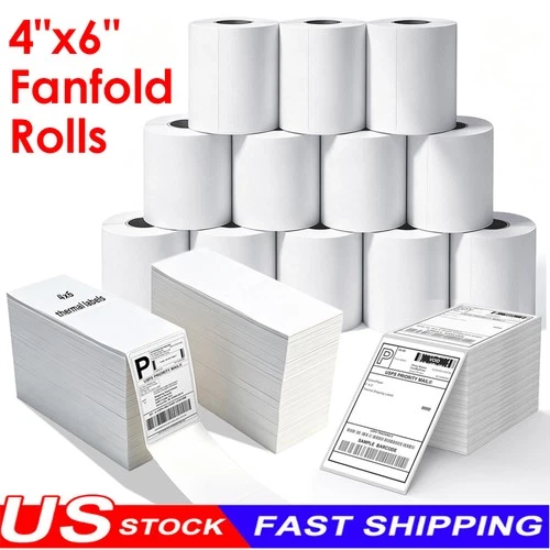 4"x6" Direct Thermal Shipping Labels for Zebra & Rollo Printer Fanfold and Rolls