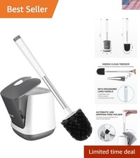 Toilet Brush and Holder, Self Closing Lid Toilet Bowl Brushes Holder and Extr...