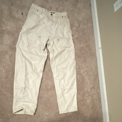 Carhartt Men's Beige Canvas Cotton Pants 36W Regular Fit Straight Leg Pockets
