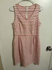 Womens Old Navy Dress Pink And White Striped Sleeveless Knee Length Size Medium