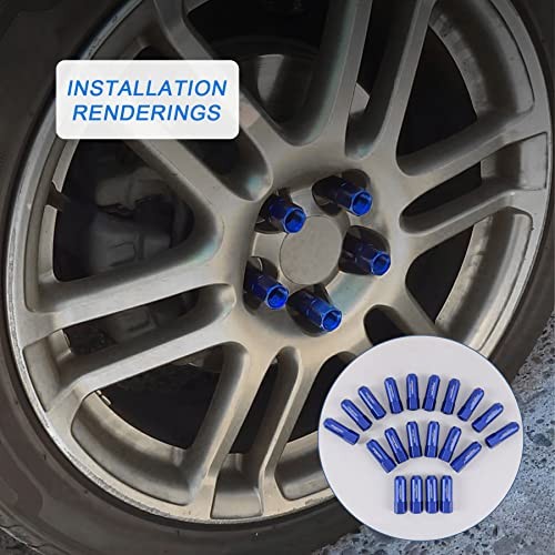 Blue 60MM Aluminum Extended Tuner Lug Nuts Replacement for Wheel Rims ...