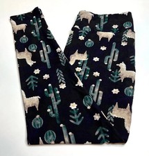 TC LuLaRoe Leggings LLAMA CACTUS PATTERN on Black Size 12-18 Tall Curvy