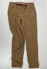 Eddie Bauer Legend Wash Stretch Lined Boyfriend Fit Khaki Pants Womens 2 Brown