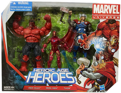Marvel Universe Heroic Age Heroes Red Hulk~Iron Man~Thor 3.75''Action Figures NEW