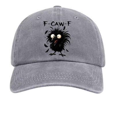 Funny Crow F-CAW-F Graphic Baseball Cap Humorous Adjustable Unisex Dad Hat