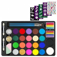 Face Painting Kit - 24 Color Water Based Non Toxic Halloween Face Paint with ...