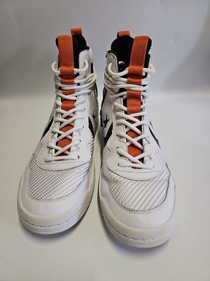 Men's Converse Drop Step High Top Basketball Shoes Burnt Orange White Black 