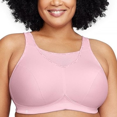 34F Glamorise 1066 Wirefree No-Bounce Medium Impact Full Support Sports Bra Pink