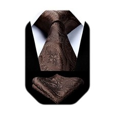Paisley Ties for Men Solid Tie Handkerchief Floral Men's L1-cocoa Brown