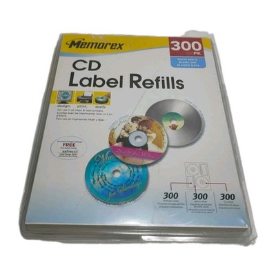 Memorex CD & DVD Label-Maker Label Refills 300 Pack White Matte NEW