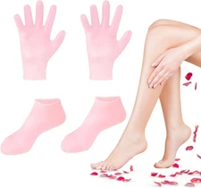 2 Pairs Silicone Socks Gloves Set for Dry Cracked Feet Hands, Silicone Moisturiz