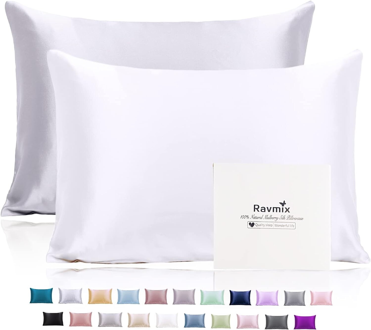 Ravmix Silk Pillowcase for Hair and Skin with Hidden Zipper, Both Sides 21 Momme-image