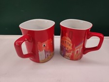Nescafe Nestle Coffee Tea Mug Square Red Clasico Guanajuato Mexico Lot of 2
