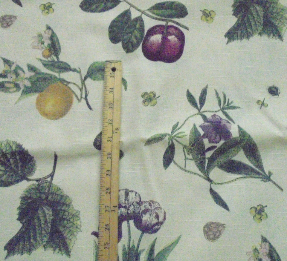 Tela de algodón Waverly BOTANICA 4 7/8 yardas 54" de ancho Frutas y Florales-Verde, Ciruelas Foto 3 de 4