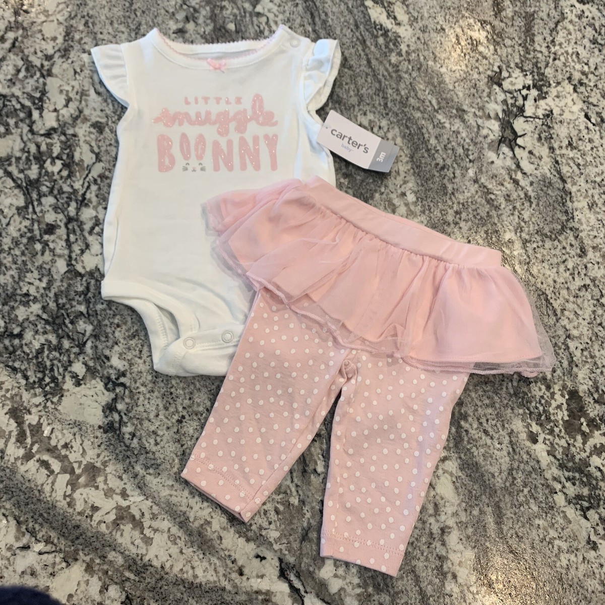 NEW Carters Baby Girl Bodysuit Pink Legging Pant Outfit Easter Bunny Tutu