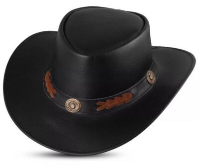 Shapeable Western Style Leather Cowboy hat Men - Women Wide Brim Vintage Old Sty