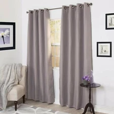 Lavish Home Linen Look Black Out Curtain Panel - 84 Inch - Silver