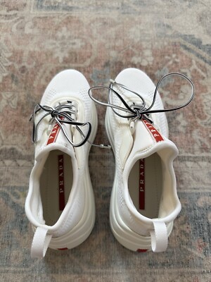 Prada White Neoprene Trainer Sneakers Women's Size EU 36 | eBay