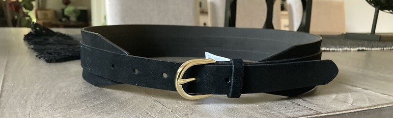 J Crew Black Women Belt S/M Black Faux Suede NWT