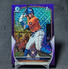 Camilo Diaz 1st Purple Mojo Refractor 250 Rookie 2023 Bowman Chrome Card BCP-186