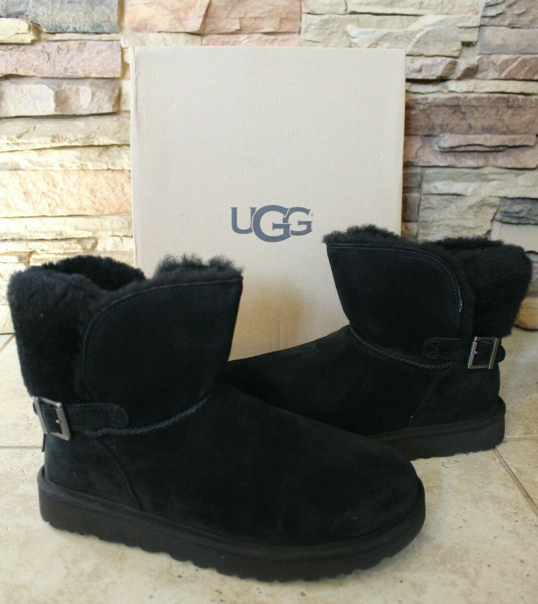 NIB Ugg Women's Karel Genuine Shearling Lined Suede Buckle Boot