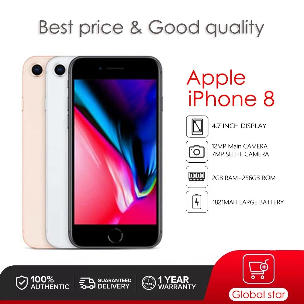 99% New Original unlock Apple iPhone 8 Hexa-core Ios 11 2GB RAM+64/256GB ROM 12M