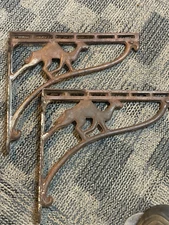VTG "CAMEL" CAST IRON SHELF SINK MANTLE BRACKETS - RUSTIC INDUSTRIAL ANTIQUE old