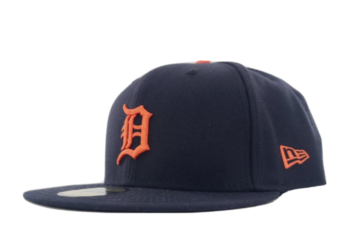 New Era MLB Detroit Tigers 59FIFTY Authentic On Field Navy Orange Fitted Hat Cap - Afbeelding 1 van 11