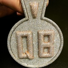 Mens Large Fully Filed Custom Name Unique Pendant Passing Tester Moissanite