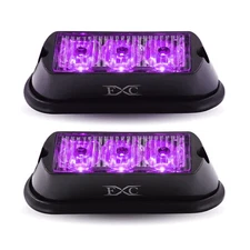 2X Purple 3 LED Car Truck Emergency Beacon Warning Hazard Flash Strobe Lights