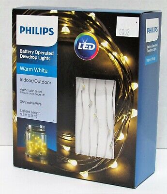 NEW Philips Battery Operated Dewdrop Fairy Lights TWINKLING White 6hr/18hr TIMER