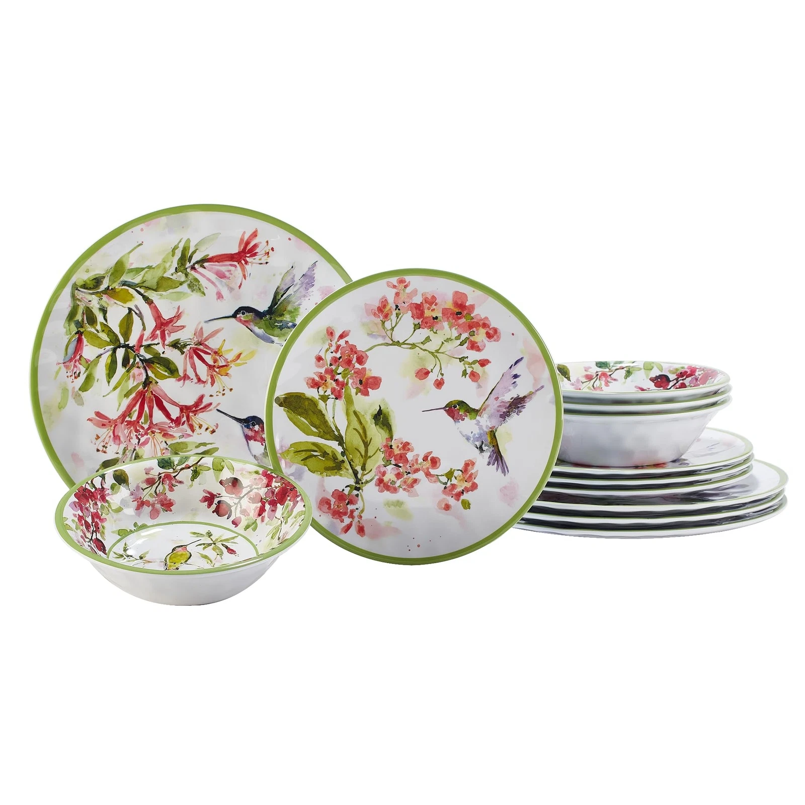 Certified International Hummingsbirds 12-pc. Melamine Dinnerware Set