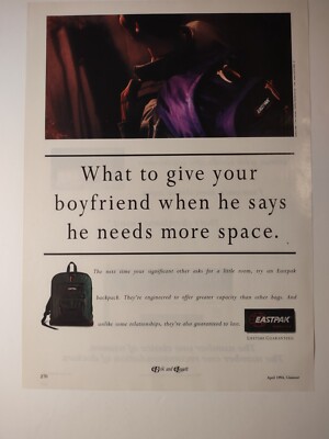 Vintage 1990s Print Ad Eastpak Backpack Luggage What To Give Your Boyfriend