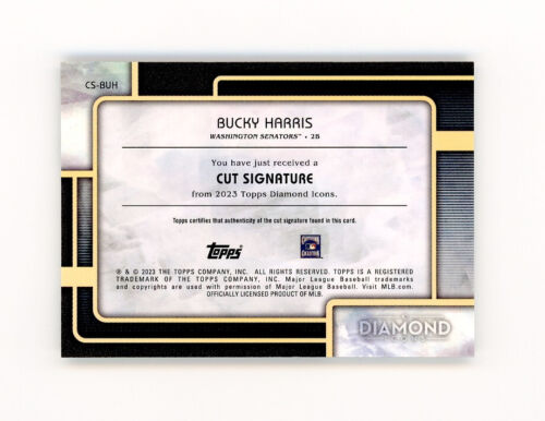 Bucky Harris 2023 Topps Diamond Icons Cut Signatures Legendary Autograph Auto Sp - Picture 3 of 4