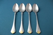 4 Teaspoons Yamazaki CARA GOLD Stainless Japan 6 1/4"