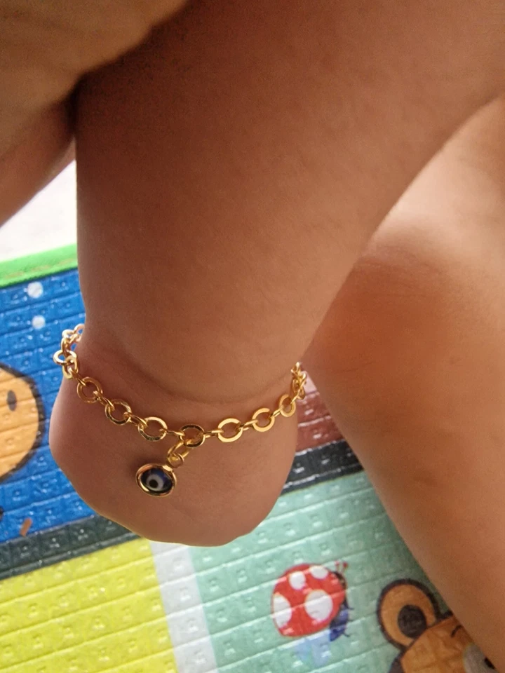 18K золото покрытием 3,5 мм ребенка и взрослых сглаз защиты и удачи браслет - Изображение 2 из 4