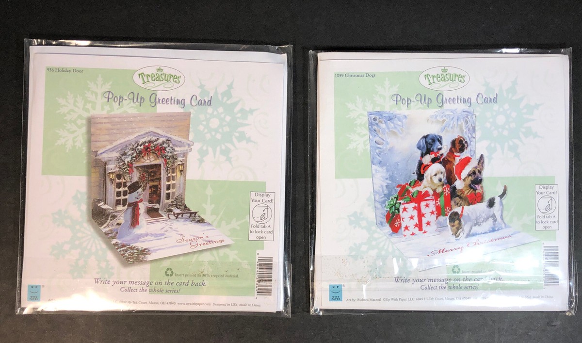 3D Pop-Up Christmas Dogs Greeting Card - Colorful Holiday Card With Envelope