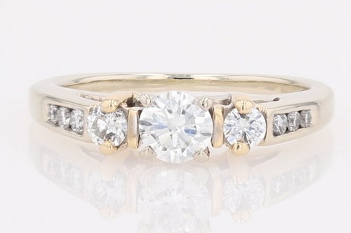 .60ctw Diamond Solitaire w/ Accents Engagement Ring 14k Multi-Tone Gold Size 5.5
