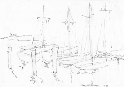 #ad 1982 Sarasota Bay Florida Drawing by Alexandra Merker $30.00