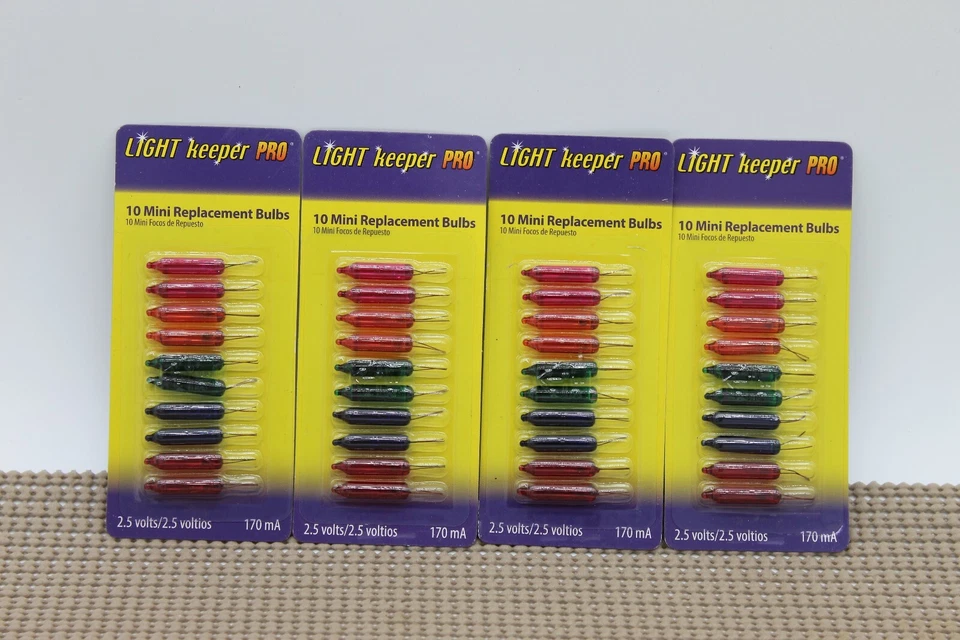 4 New Packages Light Keeper Pro 2.5 V Mini Replacement Bulbs Multi Color 40 Ct - Image 3 of 3