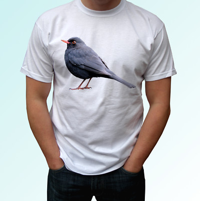 Amsel weißes T-Shirt Tier Tee Vogel Top Design - Herren Damen Kinder Baby Größen