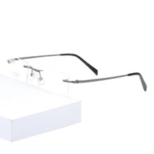 Men's Ultralight Pure Titanium Rimless Eyeglasses Frames Optical Eyewear RX Able