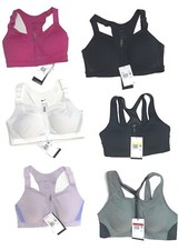 NIKE Womens High-Support Padded Zip-Front DRI-FIT ALPHA or BLK Sports Bra; S, XL