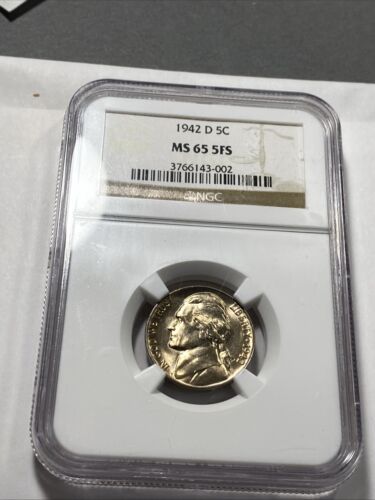 1942-D 5c Jefferson Nickel MS65 5FS Artikel 8490