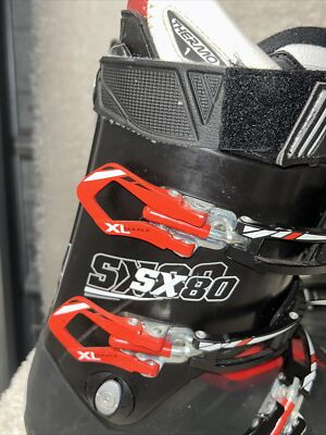 Lange SX80 Black Red Downhill Ski Boots Men's Size 206 MM/ 265