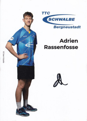 Adrien RASSENFOSSE - Belgien, Tischtennis, TTC Bergneustadt, Original-Autogramm!