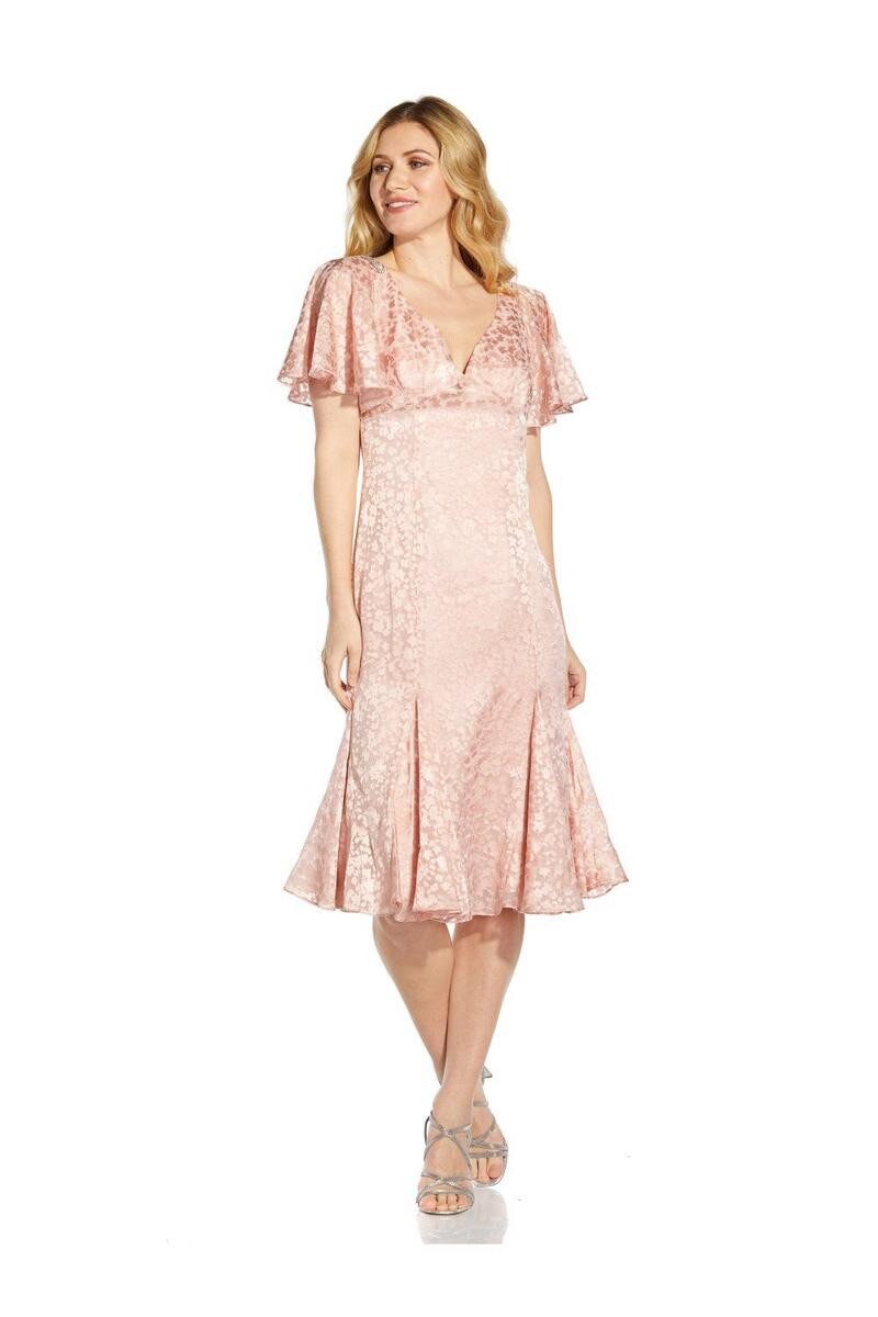 Adrianna Papell Women's blush pink Satin Burnout flutter sleeves