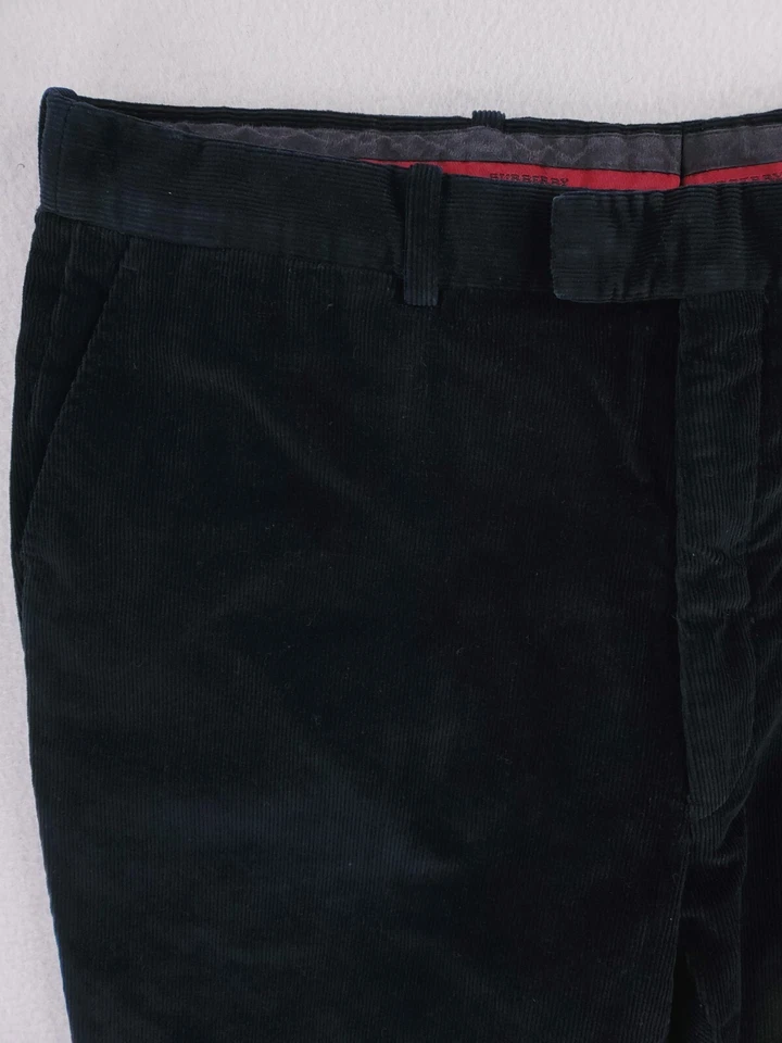 Pantalones Burberry Para Hombre 36x30 Azul Marino Pana Cordones Clásicos Rectos Chinos Preppy Foto 3 de 4