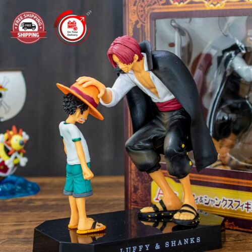 18cm One Piece Luffy & Shanks Action Figure Collectible Statue with Stand - Picture 1 of 10