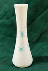 VTG 50's ATOMIC STARBURST MILK GLASS VASE TURQUOISE & GOLD MID CENTURY MODERN